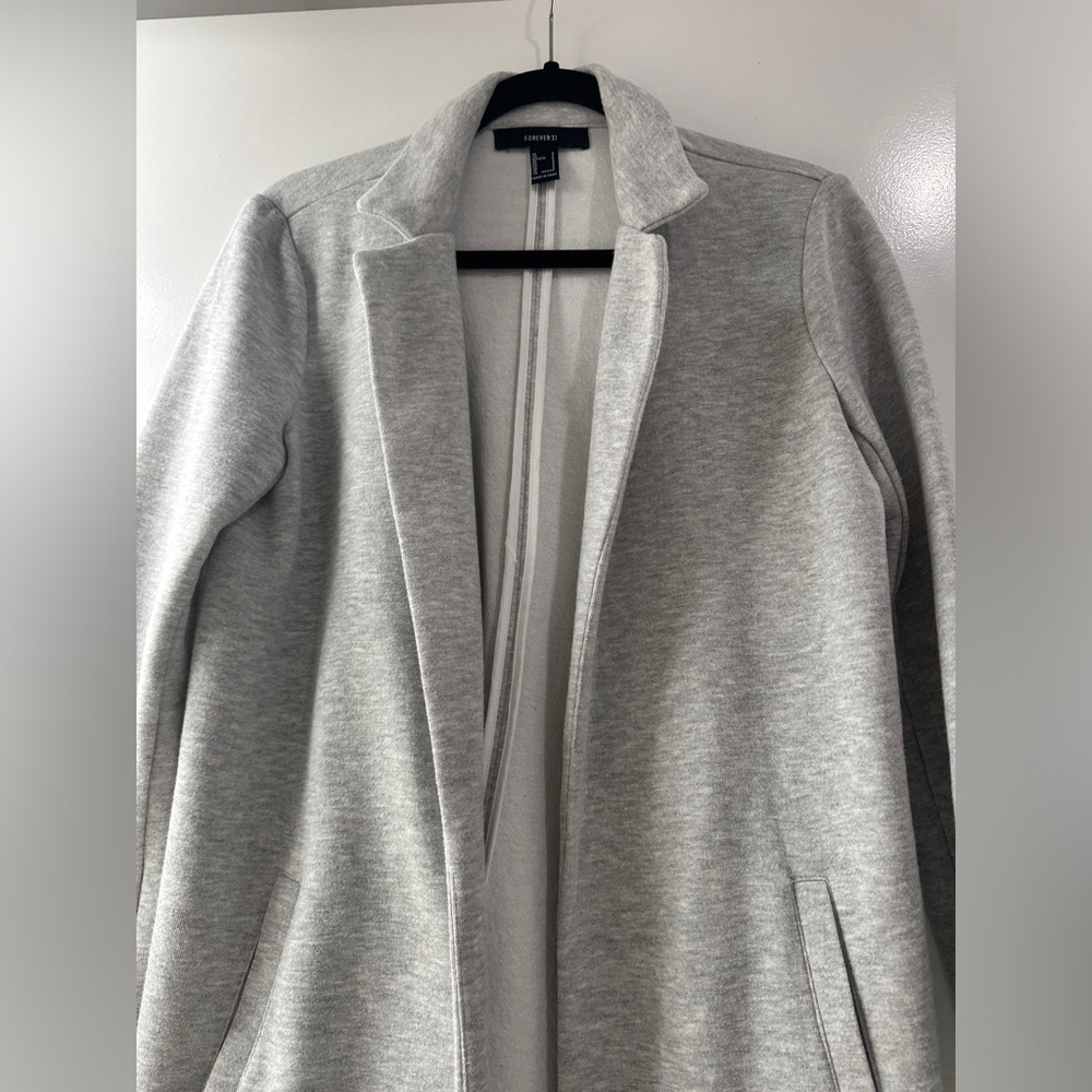 Forever 21 Gray Longline Open Front Duster Coat Minimalist | Size S - Picture 12 of 14